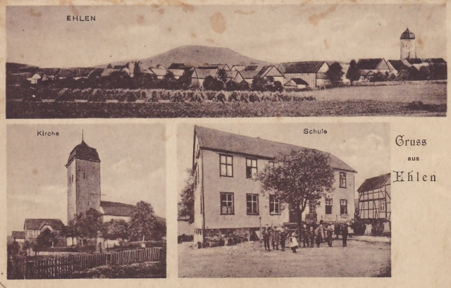 Postkarte Ehlen mit Schule1920